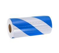 sourcing map Reflective Tape, 8 Inch x 49 ft Warning Safety Sticker Night Reflectors Self-Adhesive Trailer Reflector Twill Tape for Cars Trucks Trailer, Blue White