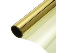 sourcing map Reflective Window Film One Way Daytime Mirror Privacy Film Sun Block Explosion-Proof PET Material Glass Paper Door Covering Stickers, Gold Silver 17.5"x13.1'