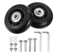 sourcing map Replacement Luggage Wheels 64x24mm Suitcase Wheel Repair Kits Include 2 PU Bearing Wheels & Washers, Wrenches & Axle Screw for Trolley Bag, Inline Skate and Caster Board