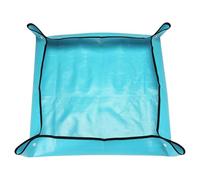sourcing map Repotting Mat 19.7" x 19.7" PE Cloth Waterproof Plant Repotting Mat Foldable Portable Gardening Potting Tray with Plastic Buckle for Indoor Plant Change Soil Watering, Blue