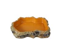sourcing map Reptile Food Bowl, Reptile Feeding Dish Corner Bowl Water Resin Rock Worm Feeder Dish l (8.7 In, Orange), Intended for Lizards/o/Scaled Pet/Leopard o/Spiders