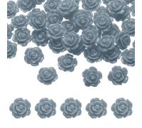 sourcing map Resin Rose Flower Beads 10mm Grey 50 Pcs | Flatback Flower, Charm Opaque Carve, Rose Beads, No Hole, for DIY Jewelry Making Nails Sunglasses Shoe Hair Clip Home Decor