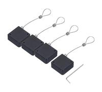 sourcing map Retractable Cable Lock with Double-Sided Adhesive ABS Remote Control Security Lock for TV, DVD,Showroom,Remote,600g 4Set Black