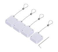 sourcing map Retractable Cable Lock with Double-Sided Adhesive Slow Remote Control Security Lock for TV, DVD,Showroom,Remote,600g 4Set White