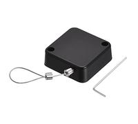 sourcing map Retractable Cable Lock with Self-Adhesive, Remote Control Security Lock Anti-Lost 2m Rope Hardware Cable Lock 200g Tensile Force Black Pack of 2