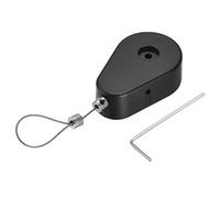 sourcing map Retractable Cable Lock with Self-Adhesive, Remote Control Security Lock Anti-Lost Rope Hardware Cable Lock 600g Tensile Force Black Pack of 2