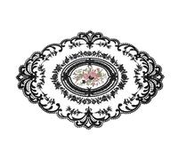 sourcing map Retro Lace Placemat 12x16-in Oval Embroidered Table Place Mats French Crochet Doilies Coasters Cup Mat for Home Wedding, Black
