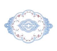 sourcing map Retro Lace Placemat 12x17-in Oval Embroidered Table Place Mats French Crochet Doilies Coasters Cup Mat for Home Wedding, Blue