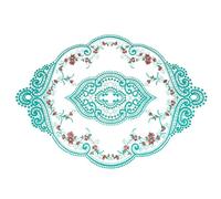 sourcing map Retro Lace Placemat 12x17-in Oval Embroidered Table Place Mats French Crochet Doilies Coasters Cup Mat for Home Wedding, Green