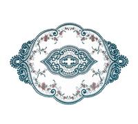 sourcing map Retro Lace Placemat 12x17-in Oval Embroidered Table Place Mats French Crochet Doilies Coasters Cup Mat for Home Wedding, Dark Green