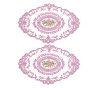 sourcing map Retro Lace Placemat Oval Table 2Pack 12x16-in Embroidered