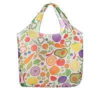 sourcing map Reusable Grocery Bags, 1Pcs Printed Washable Shopping Totes with Handles, Foldable Large Cloth Grocery Bag for Shopping, Camping and Traveling (Vegetable)