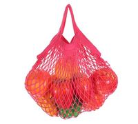 sourcing map Reusable Mesh Produce Storage Bags Washable Net Portable Fruit and Vegetable Bag Cotton String with Short Handle for Grocery Shopping Storage Fruit Vegetable, Rose Red