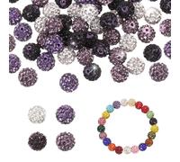 sourcing map Rhinestone Beads for Jewelry Making, 10mm 100Pcs Polymer Clay Disco Ball Crystal Beads for Baseball Necklace Bracelet Earring DIY Crafting, White/Light Purple/Lavender/Dark Purple