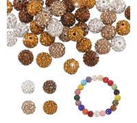 sourcing map Rhinestone Beads for Jewelry Making, 10mm 100Pcs Polymer Clay Disco Ball Crystal Beads for Baseball Necklace Bracelet Earring DIY Crafting, White/Crystal Yellow/Golden/Brown