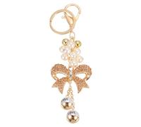 sourcing map Rhinestone Bow Keychain, Cute Accessory Car Keyring Holder, Purse Handbag Pendant for Women Girls Wallet Bag, Backpack, Champagne