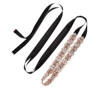 sourcing map Rhinestone Bridal Belt for Wedding Dress, Handmade Crystal Bridesmaid Sash Belt, Women's Dress Accessories with Ribbon, Rose Gold