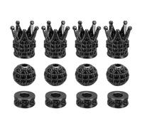 sourcing map Rhinestone Charm Spacer Beads, 12Pcs Zircon Pave Beads, 8mm Round Ball Crown Spacer Bead for DIY Making (Black, 3 Styles, Each 4pcs)