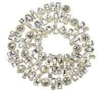 sourcing map Rhinestone Claw Chain, 1 Yard 2.2cm Width Flower Diamond Crystal Code Trim Chains for DIY Necklace Ribbon Cloth Accessories, Gold+White