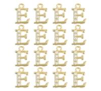 sourcing map Rhinestone Letter Charm, 16pcs 1.5mm Metal E Letter Alphabet Dangle Charm Pendants for DIY Bracelets Necklace Jewelry Making, Gold