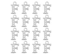 sourcing map Rhinestone Letter Charm, 16pcs 1.5mm Metal F Letter Alphabet Dangle Charm Pendants for DIY Bracelets Necklace Jewelry Making, Silver