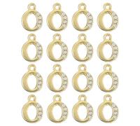 sourcing map Rhinestone Letter Charm, 16pcs 1.5mm Metal O Letter Alphabet Dangle Charm Pendants for DIY Bracelets Necklace Jewelry Making, Gold