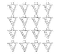 sourcing map Rhinestone Letter Charm, 16pcs 1.5mm Metal V Letter Alphabet Dangle Charm Pendants for DIY Bracelets Necklace Jewelry Making, Silver
