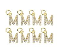 sourcing map Rhinestone Letter Charm, 8pcs 3.2mm Copper M Letter Charm Alphabet Pendants for DIY Making, Golden
