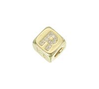 sourcing map Rhinestone Letters Cube Beads, 26 Letters Dice Charm A-Z European Square Charm Alphabet R Initial Dice Bead for Pendant DIY