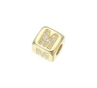 sourcing map Rhinestone Letters Cube Beads, 26 Letters Dice Charm A-Z European Square Charm Alphabet m Initial Dice Bead for Pendant DIY