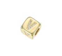sourcing map Rhinestone Letters Cube Beads, 26 Letters Dice Charm A-Z European Square Charm Alphabet V Initial Dice Bead for Pendant DIY