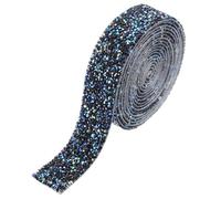 sourcing map Rhinestone Ribbon, 1.2 Inch 3 Yards Crystal Rhinestone Ribbon Trim Self Adhesive Glitter Tape Roll Bling for Crafting, Black AB