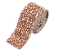 sourcing map Rhinestone Ribbon, 1.6 Inch 1 Yards Crystal Rhinestone Ribbon Trim Self Adhesive Glitter Tape Roll Bling for Crafting, Rose Gold