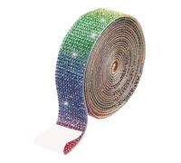 sourcing map Rhinestone Ribbon 27mm x 2.74 M Self-Adhesive Crystal Rhinestone Strips Glitters Bedazzling Strips for DIY Crafts Party Car Phone Decoration (Rainbow)