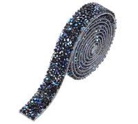 sourcing map Rhinestone Ribbon, 9/16 Inch 1 Yards Crystal Rhinestone Ribbon Trim Self Adhesive Glitter Tape Roll Bling for Crafting, Black AB