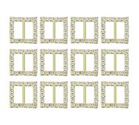 sourcing map Rhinestone Ribbon Buckle, 12Pcs 12.5 x 12mm Crystal Ribbon Buckle Sliders Belt Buckle for Wedding DIY Craft, Gold, White