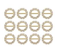 sourcing map Rhinestone Ribbon Buckle, 12Pcs 15 x 13mm Crystal Ribbon Buckle Sliders Belt Buckle for Wedding DIY Craft, Gold, White