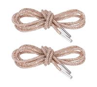 sourcing map Rhinestone Shoe Laces 0.16" Dia 39" Length Bling Crystal Shoe Laces Diamond Drawstring Cords Replacement for Sweatpants Shorts Sneakers, Rose Gold Champagne, 2pcs