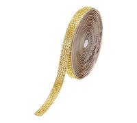 sourcing map Rhinestone Strips,3 Yard 0.9cm Adhesive Rhinestone Ribbon Bling Rhinestone Tape for for DIY Crafts, Party Car Phone Decorations,Light Gold