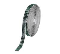 sourcing map Rhinestone Strips,3 Yard 0.9cm Adhesive Rhinestone Ribbon Bling Rhinestone Tape for for DIY Crafts, Party Car Phone Decorations,Dark Green