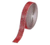 sourcing map Rhinestone Strips,3 Yard 1.55cm Adhesive Rhinestone Ribbon Bling Rhinestone Tape for for DIY Crafts, Party Car Phone Decorations,Red