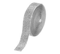 sourcing map Rhinestone Strips,3 Yard 1.8cm Adhesive Rhinestone Ribbon Bling Rhinestone Tape for for DIY Crafts, Party Car Phone Decorations,Silver