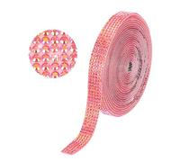 sourcing map Rhinestone Strips,3 Yard 10mm Adhesive Rhinestone Ribbon Bling Rhinestone Tape for for DIY Crafts, Party Car Phone Decorations, Red AB