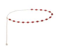 sourcing map Rhinestone Waist Chain Belts, 43.7 Inch Length Adjustable Western Waist Chain Belts with Black Green Drawstring Bag for Woman Outfits Jeans Dresses, Red