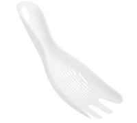 sourcing map Rice Washer Spoon, Hand Held Rice Washing Tool Scoop, Kitchen Paddle Washer Strainer with Hanging Hole for Beans Grains Vegetables Home Kitchen Restaurant Camping, White