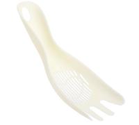 sourcing map Rice Washer Spoon, Hand Held Rice Washing Tool Scoop, Kitchen Paddle Washer Strainer with Hanging Hole for Beans Grains Vegetables Home Kitchen Restaurant Camping, Beige