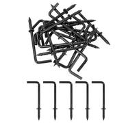 sourcing map Right Angle Hooks, 40Pcs 2" L Shaped Screw Hooks Screw in Hooks, 7 Shape Right Angle Metal Screw Hooks for Hanging, Black