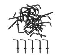 sourcing map Right Angle Hooks, 40Pcs 3/4" L Shaped Screw Hooks Screw in Hooks, 7 Shape Right Angle Metal Screw Hooks for Hanging, Black