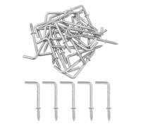 sourcing map Right Angle Hooks, 50Pcs 1-1/4" L Shaped Screw Hooks Screw in Hooks, 7 Shape Right Angle Metal Screw Hooks for Hanging, Silver