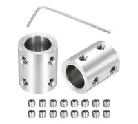 sourcing map Rigid Screw Coupling 12mm to 12mm Shaft Coupler Connector L22mm x D18mm Steel Joint Connector Rigid Coupling Set for 3D Printers DIY Encoder with 24 Screws & Hex Wrench, 6 Pcs